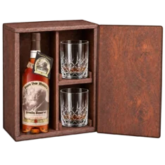 Wooden Box & 2 Crystal Glasses